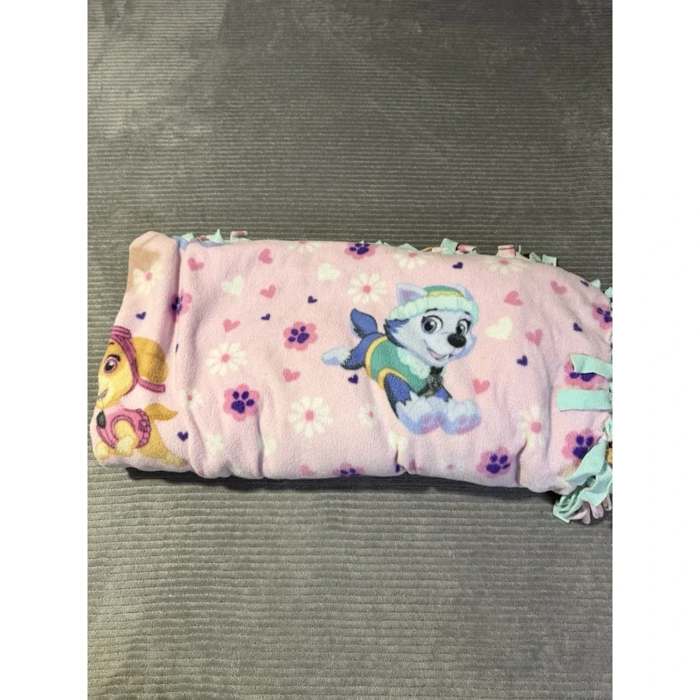 Pink Paw Patrol s in Fleece with Solid Purple Fleece Back. 42W x 42L